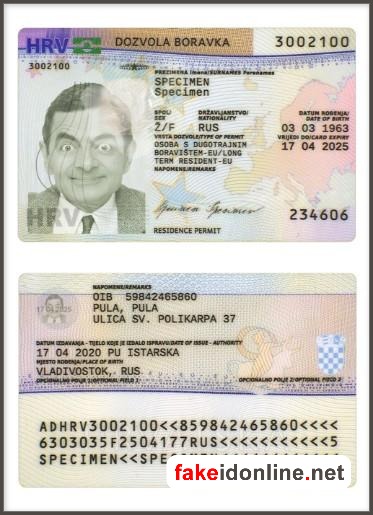 Croatia Resident Permit Card PSD Template